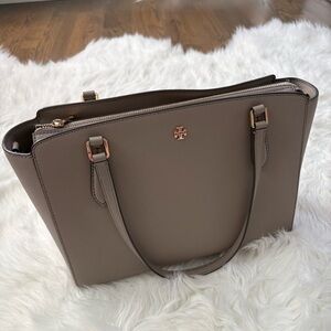 Tory Burch Taupe Leather Tote